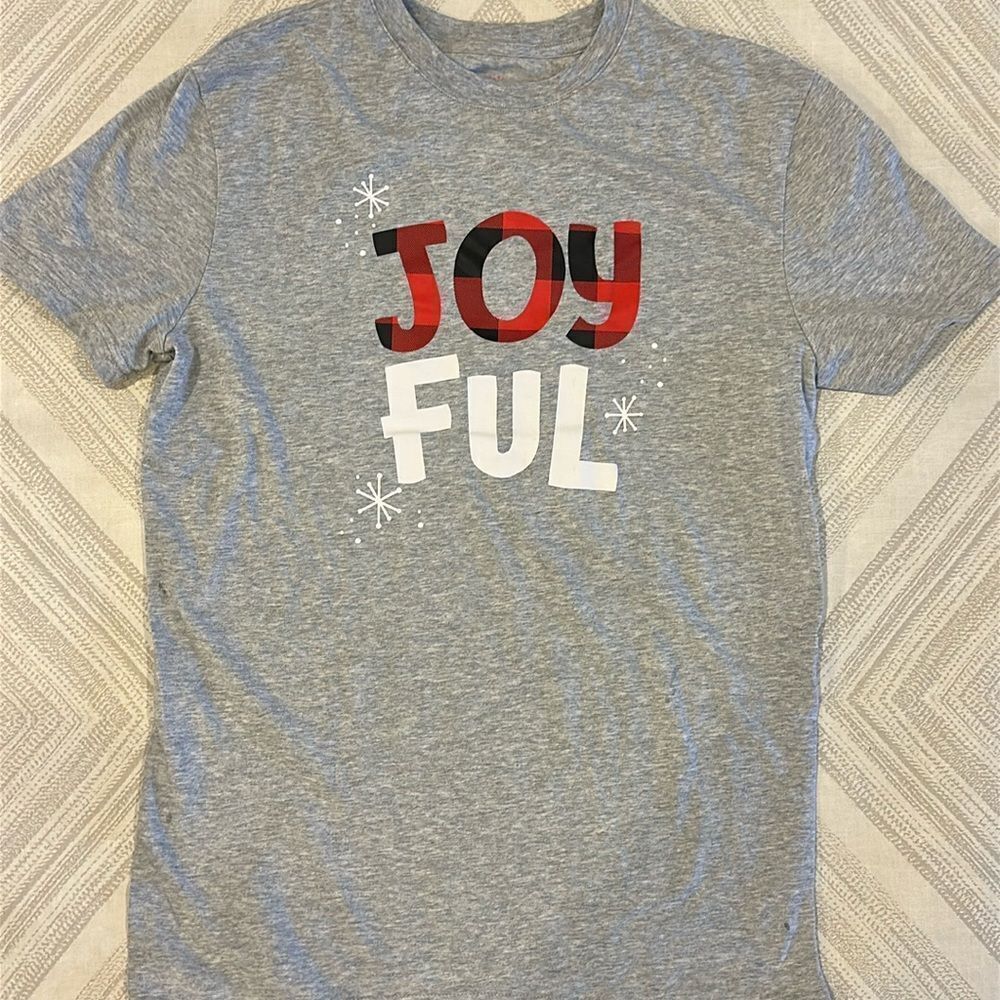 Wondershop Men’s Joyful Holiday Grey T-Shirt: Size S